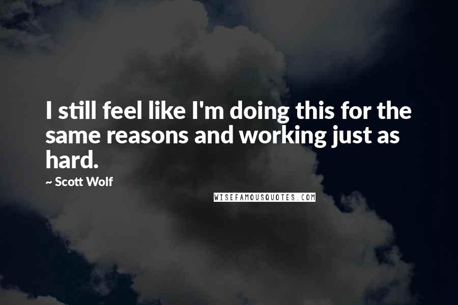 Scott Wolf Quotes: I still feel like I'm doing this for the same reasons and working just as hard.