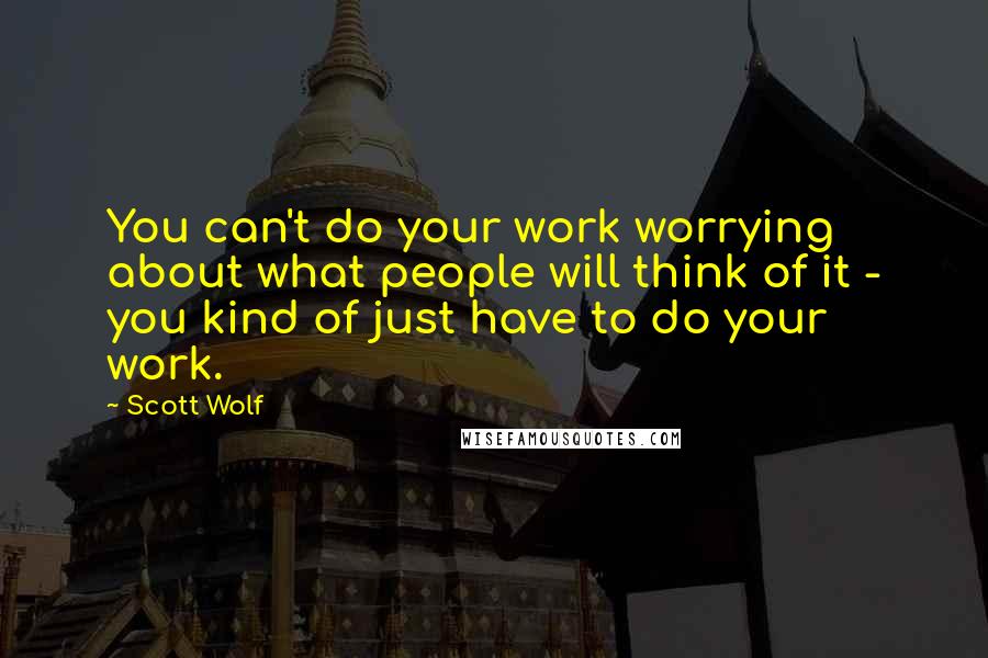 Scott Wolf Quotes: You can't do your work worrying about what people will think of it - you kind of just have to do your work.