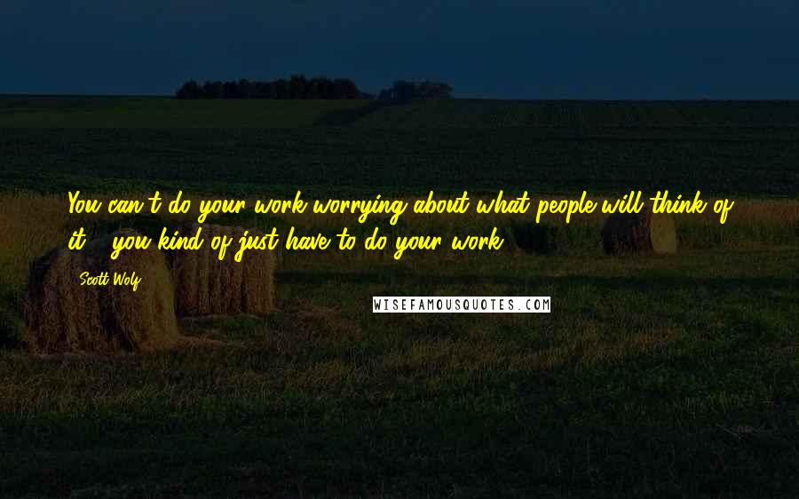 Scott Wolf Quotes: You can't do your work worrying about what people will think of it - you kind of just have to do your work.