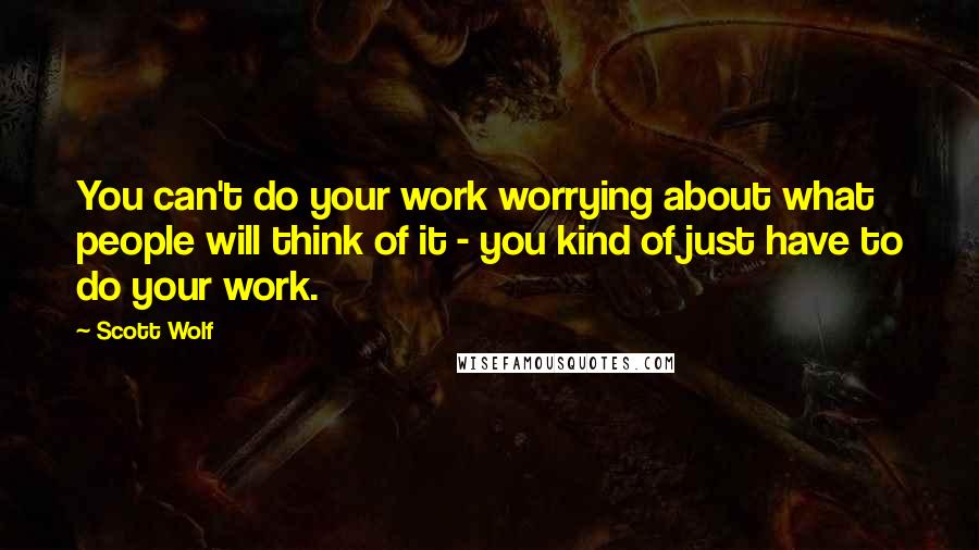 Scott Wolf Quotes: You can't do your work worrying about what people will think of it - you kind of just have to do your work.