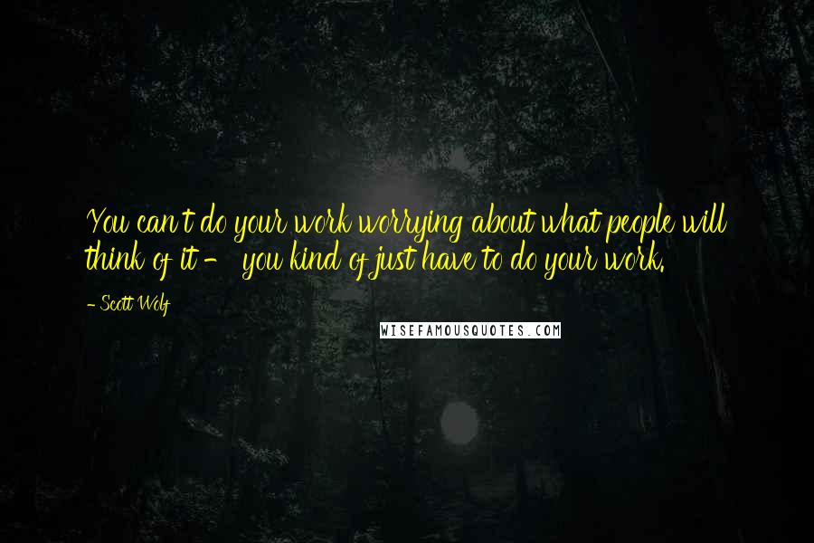 Scott Wolf Quotes: You can't do your work worrying about what people will think of it - you kind of just have to do your work.