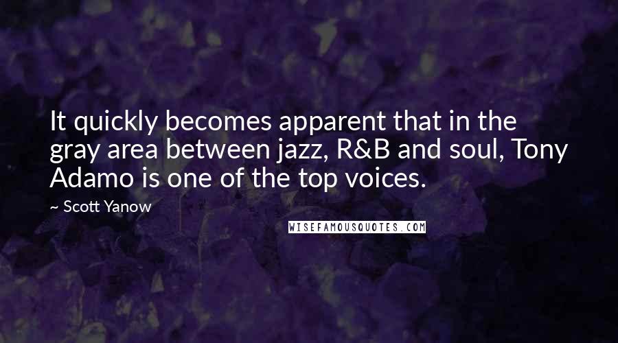 Scott Yanow Quotes: It quickly becomes apparent that in the gray area between jazz, R&B and soul, Tony Adamo is one of the top voices.