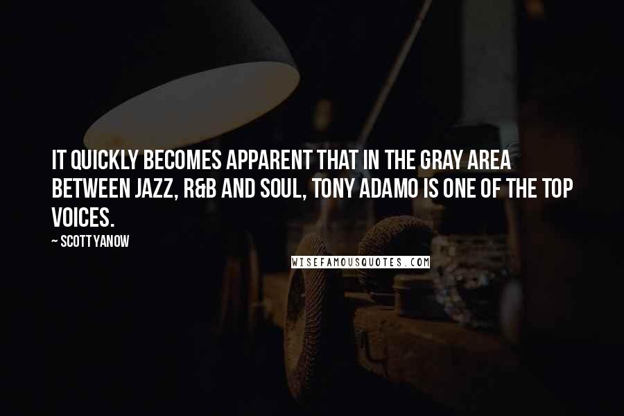 Scott Yanow Quotes: It quickly becomes apparent that in the gray area between jazz, R&B and soul, Tony Adamo is one of the top voices.