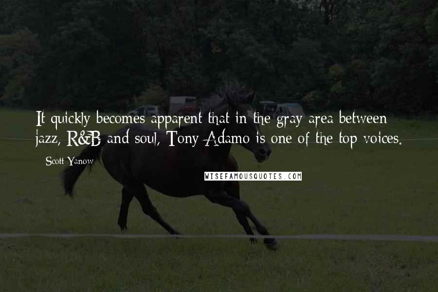 Scott Yanow Quotes: It quickly becomes apparent that in the gray area between jazz, R&B and soul, Tony Adamo is one of the top voices.