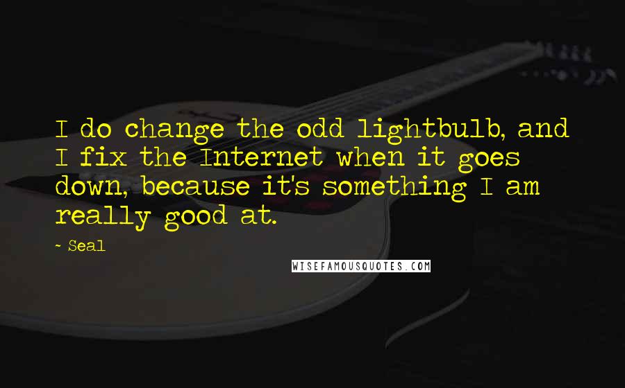 Seal Quotes: I do change the odd lightbulb, and I fix the Internet when it goes down, because it's something I am really good at.