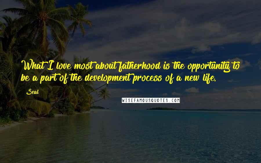 Seal Quotes: What I love most about fatherhood is the opportunity to be a part of the development process of a new life.