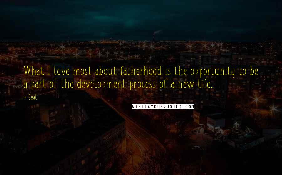 Seal Quotes: What I love most about fatherhood is the opportunity to be a part of the development process of a new life.