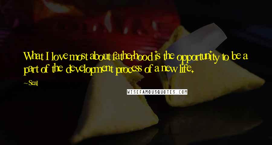 Seal Quotes: What I love most about fatherhood is the opportunity to be a part of the development process of a new life.