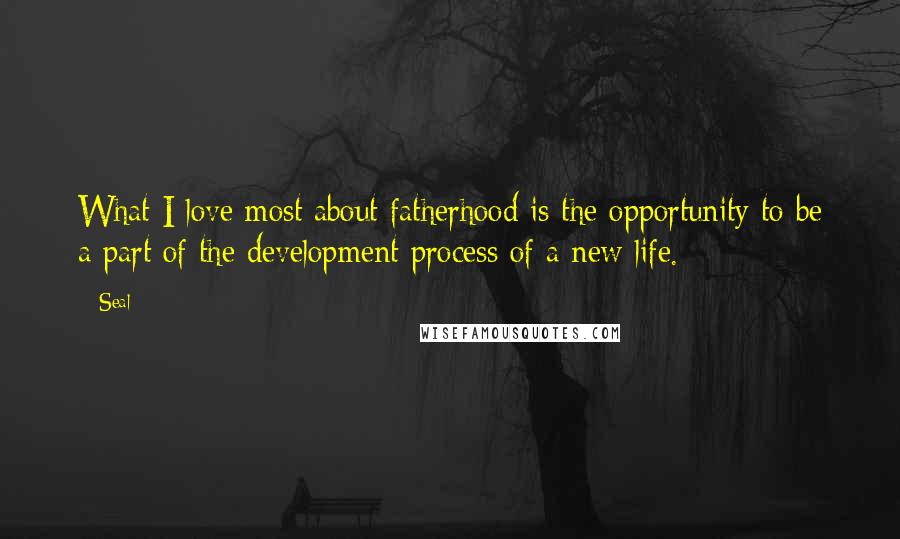 Seal Quotes: What I love most about fatherhood is the opportunity to be a part of the development process of a new life.