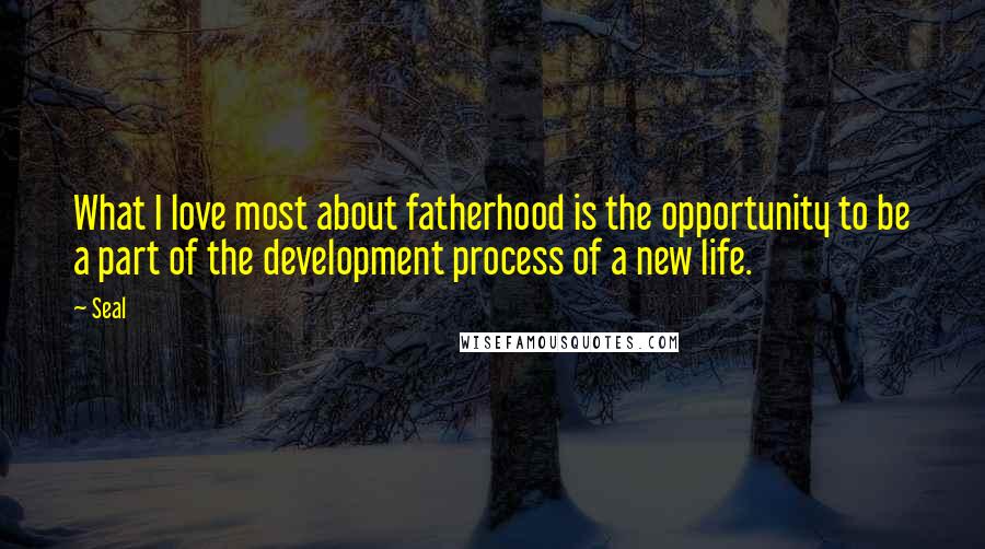 Seal Quotes: What I love most about fatherhood is the opportunity to be a part of the development process of a new life.