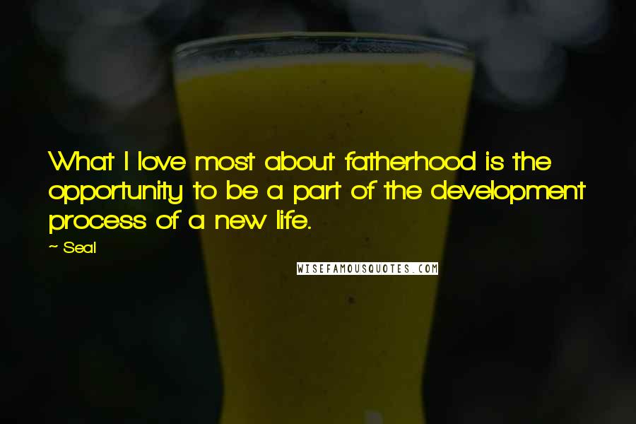 Seal Quotes: What I love most about fatherhood is the opportunity to be a part of the development process of a new life.