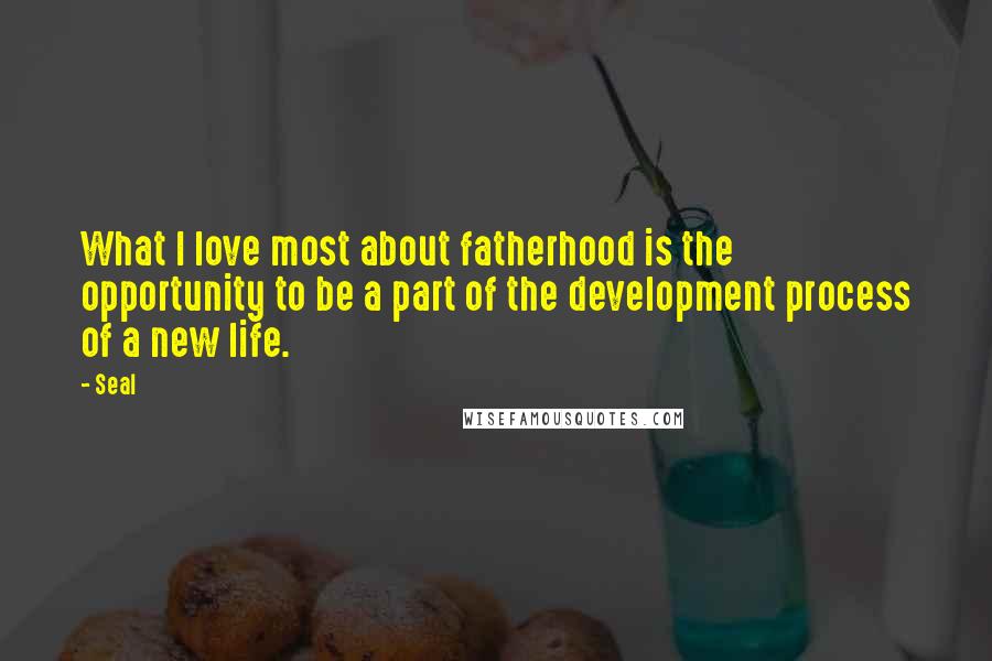 Seal Quotes: What I love most about fatherhood is the opportunity to be a part of the development process of a new life.