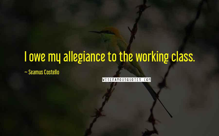 Seamus Costello Quotes: I owe my allegiance to the working class.