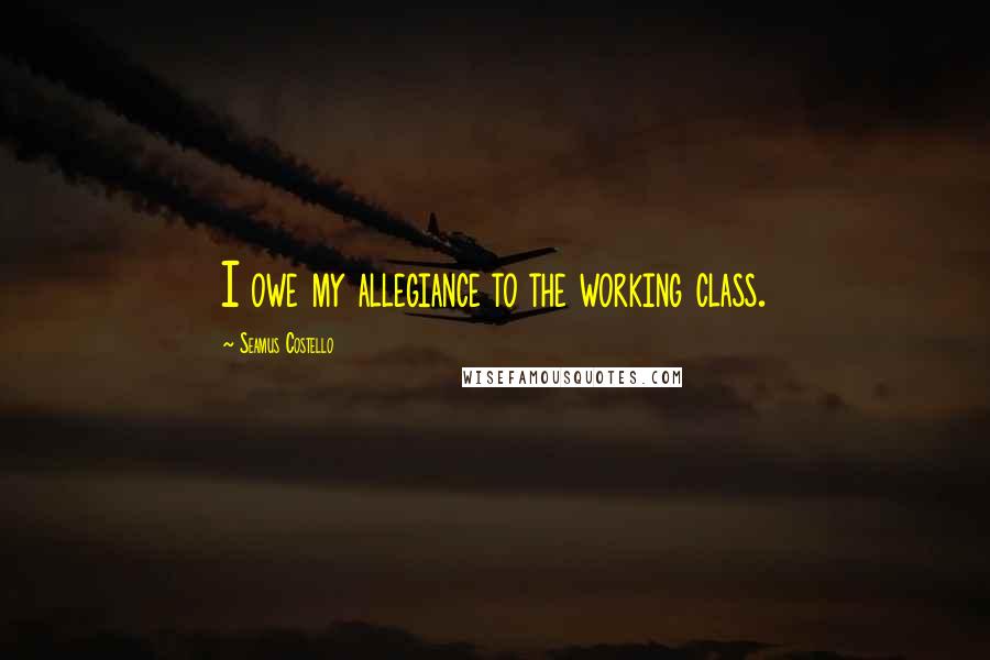 Seamus Costello Quotes: I owe my allegiance to the working class.