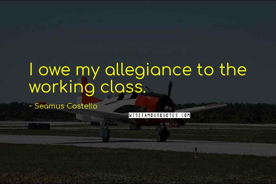 Seamus Costello Quotes: I owe my allegiance to the working class.