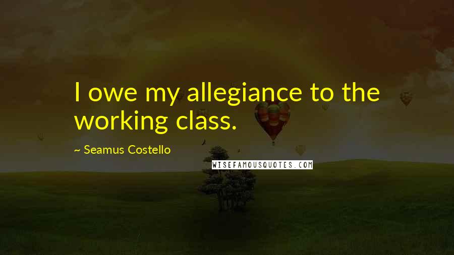 Seamus Costello Quotes: I owe my allegiance to the working class.