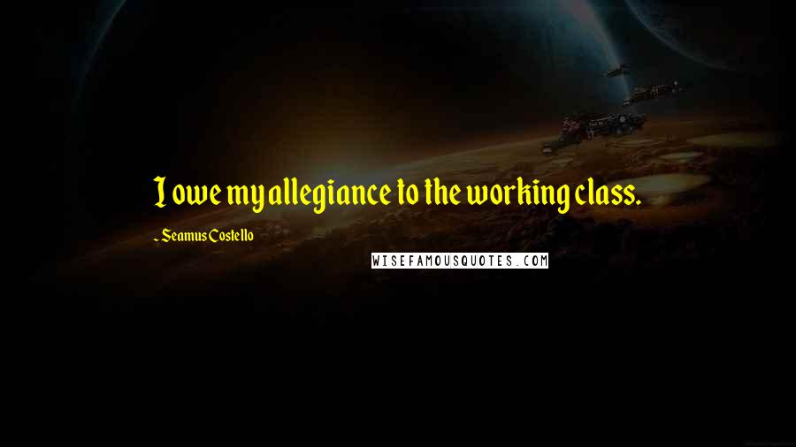 Seamus Costello Quotes: I owe my allegiance to the working class.