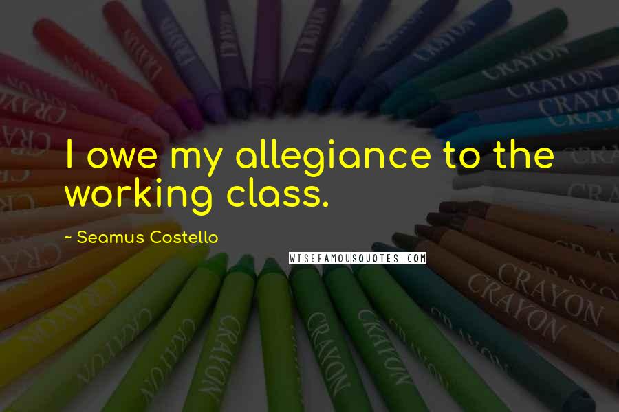 Seamus Costello Quotes: I owe my allegiance to the working class.