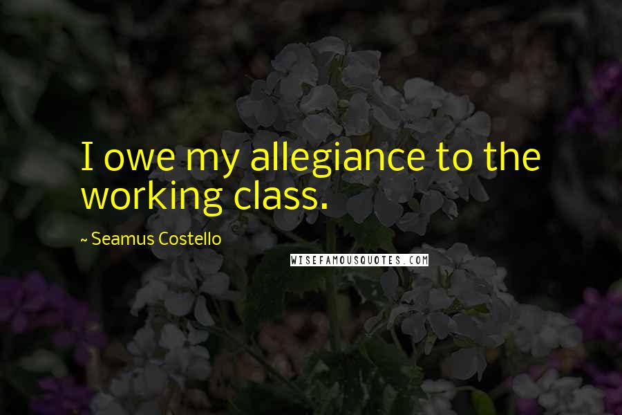 Seamus Costello Quotes: I owe my allegiance to the working class.