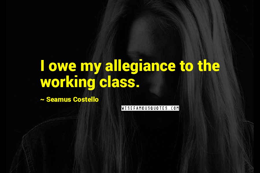 Seamus Costello Quotes: I owe my allegiance to the working class.