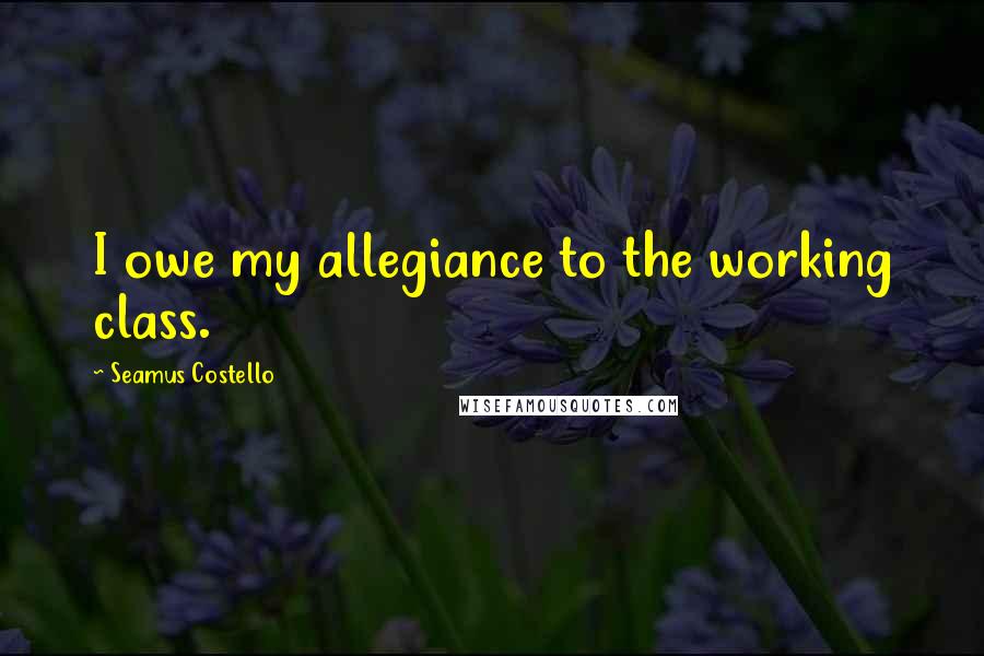 Seamus Costello Quotes: I owe my allegiance to the working class.