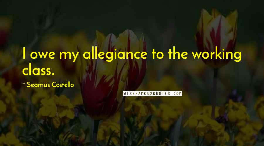 Seamus Costello Quotes: I owe my allegiance to the working class.