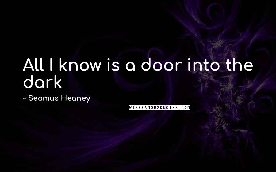 Seamus Heaney Quotes: All I know is a door into the dark