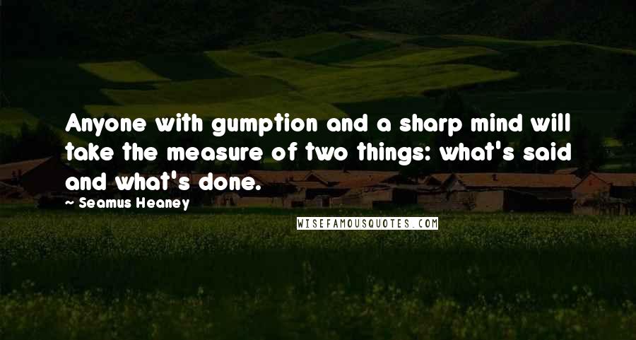 Seamus Heaney Quotes: Anyone with gumption and a sharp mind will take the measure of two things: what's said and what's done.