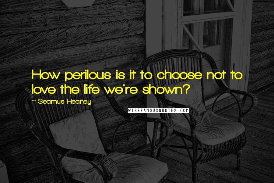 Seamus Heaney Quotes: How perilous is it to choose not to love the life we're shown?
