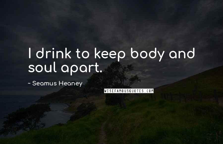 Seamus Heaney Quotes: I drink to keep body and soul apart.