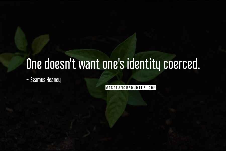 Seamus Heaney Quotes: One doesn't want one's identity coerced.