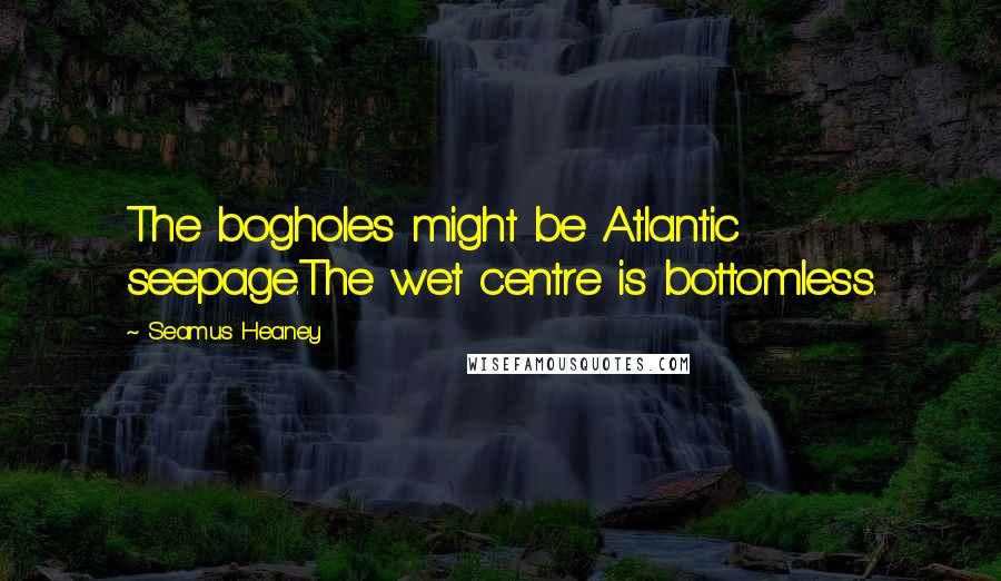 Seamus Heaney Quotes: The bogholes might be Atlantic seepage.The wet centre is bottomless.