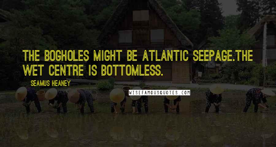 Seamus Heaney Quotes: The bogholes might be Atlantic seepage.The wet centre is bottomless.