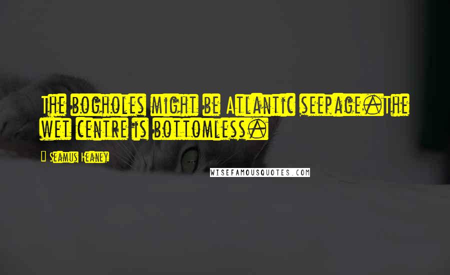 Seamus Heaney Quotes: The bogholes might be Atlantic seepage.The wet centre is bottomless.