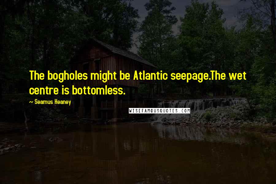 Seamus Heaney Quotes: The bogholes might be Atlantic seepage.The wet centre is bottomless.