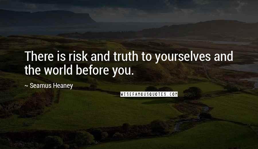 Seamus Heaney Quotes: There is risk and truth to yourselves and the world before you.