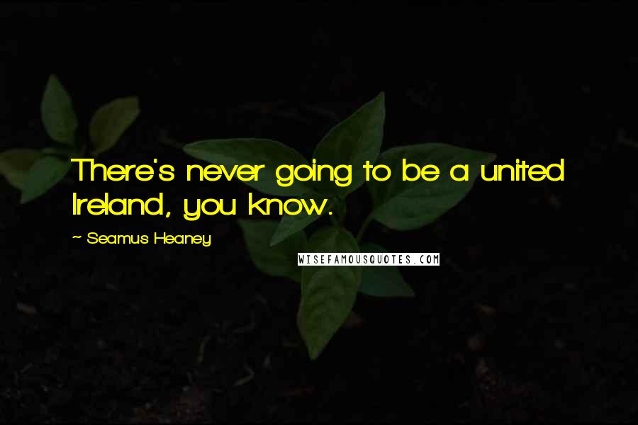 Seamus Heaney Quotes: There's never going to be a united Ireland, you know.