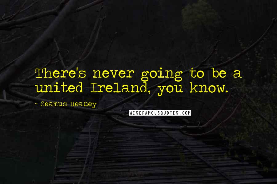 Seamus Heaney Quotes: There's never going to be a united Ireland, you know.