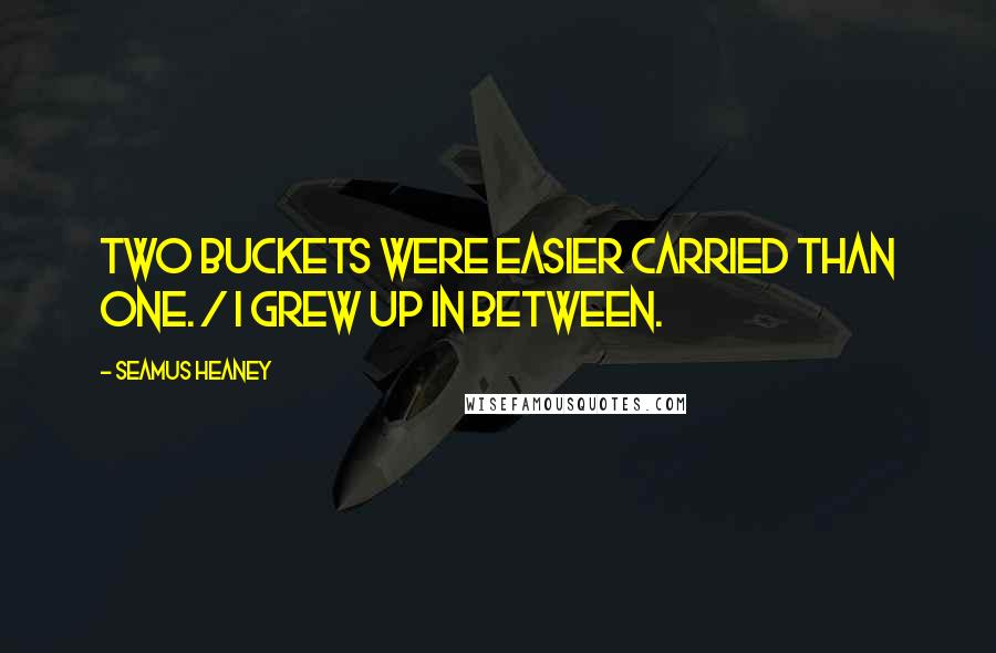 Seamus Heaney Quotes: Two buckets were easier carried than one. / I grew up in between.