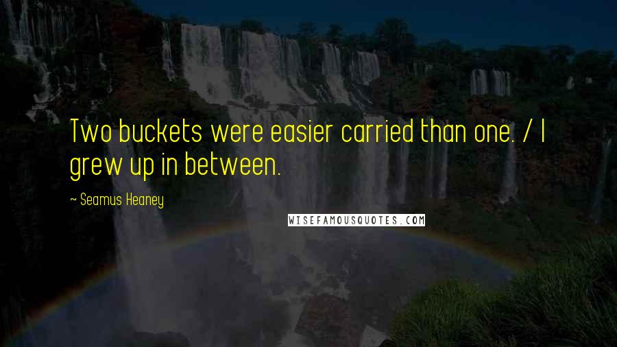 Seamus Heaney Quotes: Two buckets were easier carried than one. / I grew up in between.