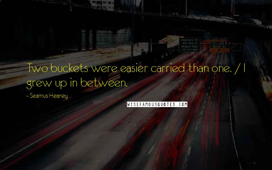 Seamus Heaney Quotes: Two buckets were easier carried than one. / I grew up in between.