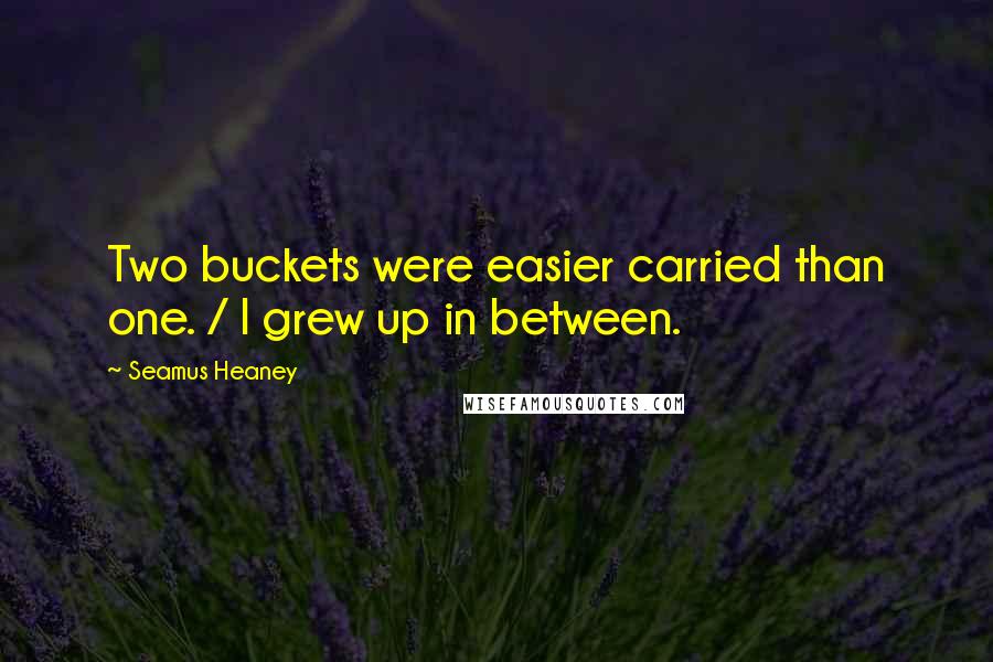 Seamus Heaney Quotes: Two buckets were easier carried than one. / I grew up in between.