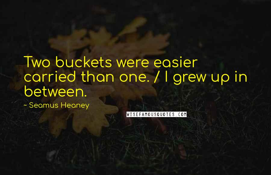 Seamus Heaney Quotes: Two buckets were easier carried than one. / I grew up in between.