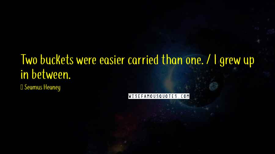 Seamus Heaney Quotes: Two buckets were easier carried than one. / I grew up in between.