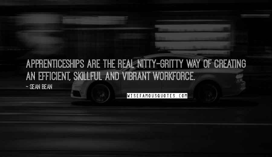 Sean Bean Quotes: Apprenticeships are the real nitty-gritty way of creating an efficient, skillful and vibrant workforce.