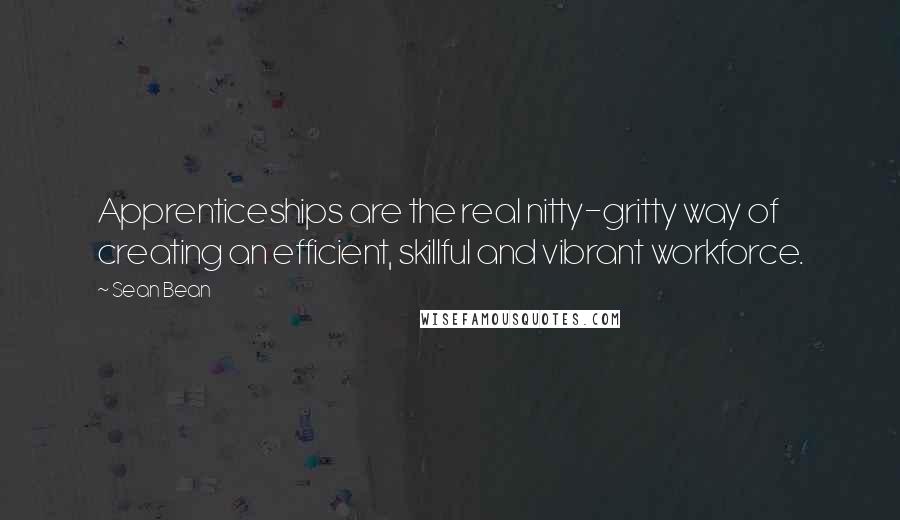 Sean Bean Quotes: Apprenticeships are the real nitty-gritty way of creating an efficient, skillful and vibrant workforce.