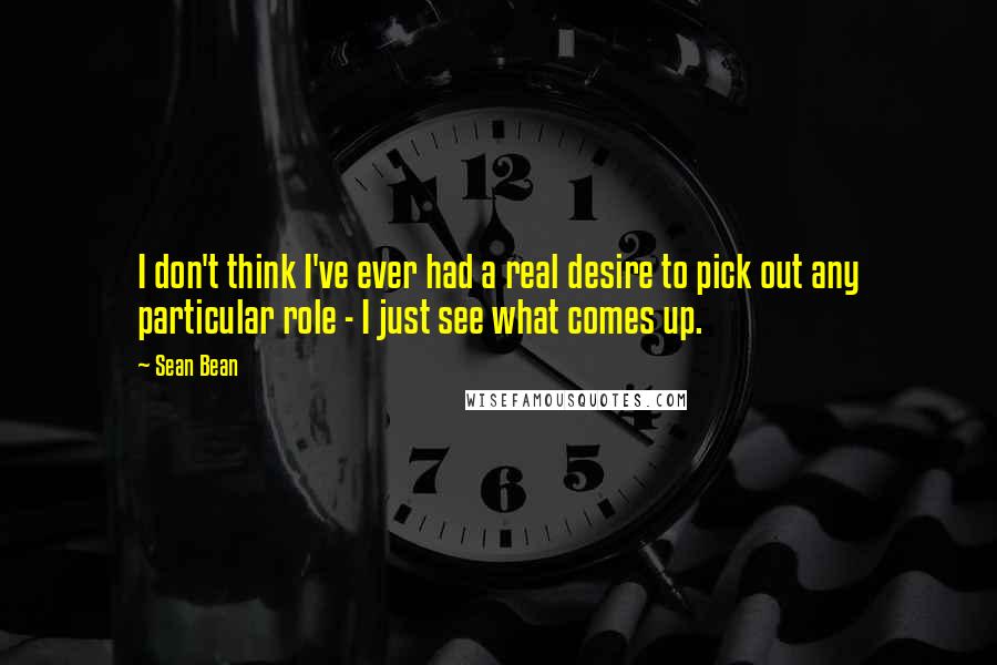 Sean Bean Quotes: I don't think I've ever had a real desire to pick out any particular role - I just see what comes up.