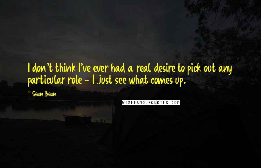 Sean Bean Quotes: I don't think I've ever had a real desire to pick out any particular role - I just see what comes up.