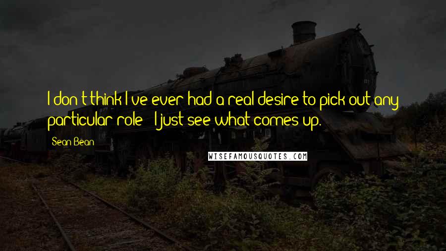 Sean Bean Quotes: I don't think I've ever had a real desire to pick out any particular role - I just see what comes up.