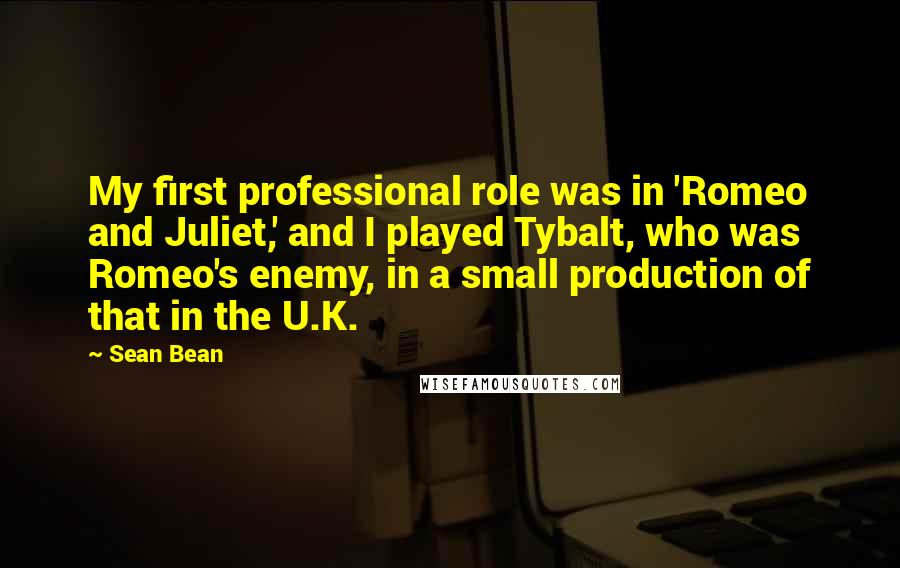 Sean Bean Quotes: My first professional role was in 'Romeo and Juliet,' and I played Tybalt, who was Romeo's enemy, in a small production of that in the U.K.